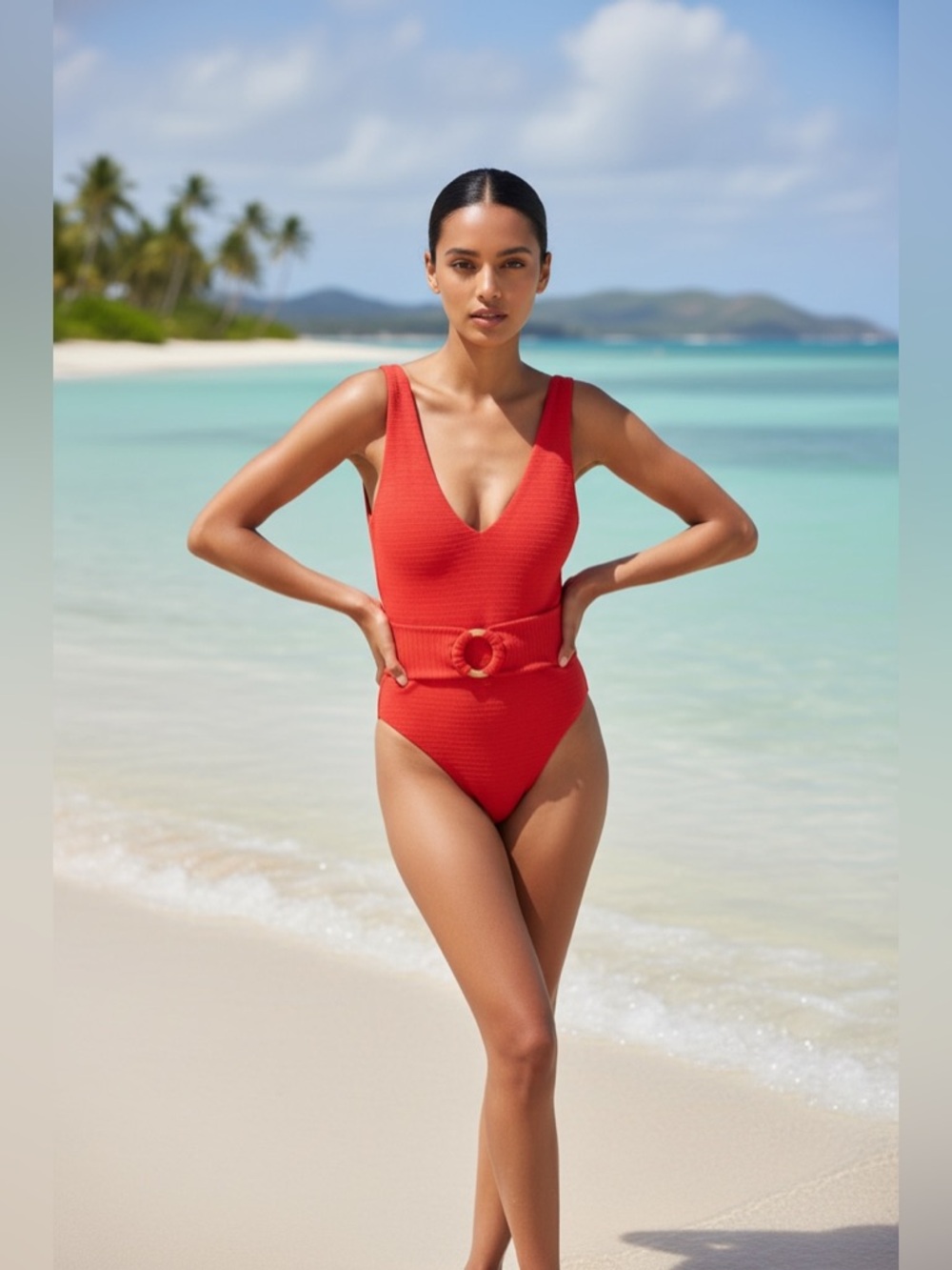 New Montce Kim Belted One-Piece Swimsuit size L,